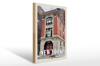 Holzschild Reise 30X40 Cm New York Usa Firehouse Deko Schild