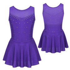 Niñas Niños Brillante Hielo Figura Patinaje Vestido Baile Tutú Falda Leotardo Disfraz