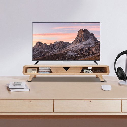 24 Bamboo Monitor Stand & Back Baffle Drawer Desktop Stand Riser 4.5 Height - 第 3/24 張圖片