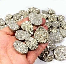 Natural Golden Pyrite Druzy Geode Gemstone Wholesale Lot Cabochon 10 Pcs 500 Cts