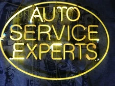 NEON AUTO SERVICE EXPERTS SIGN WORKS GREAT YELLOW NEON