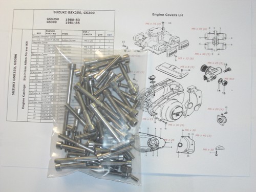 Suzuki GSX250 GS250 GS300 Motor & Zylinder Edelstahl Inbusschrauben Schraubsatz 60 Stck. - Bild 2 von 7