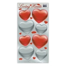 Magnet Variety Pack (8 Magnets) - Red and Silver Hearts (Valentine's Day)