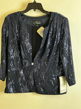 Alex Evenings blue with tiny blue sequins jacket Size 16 NWT