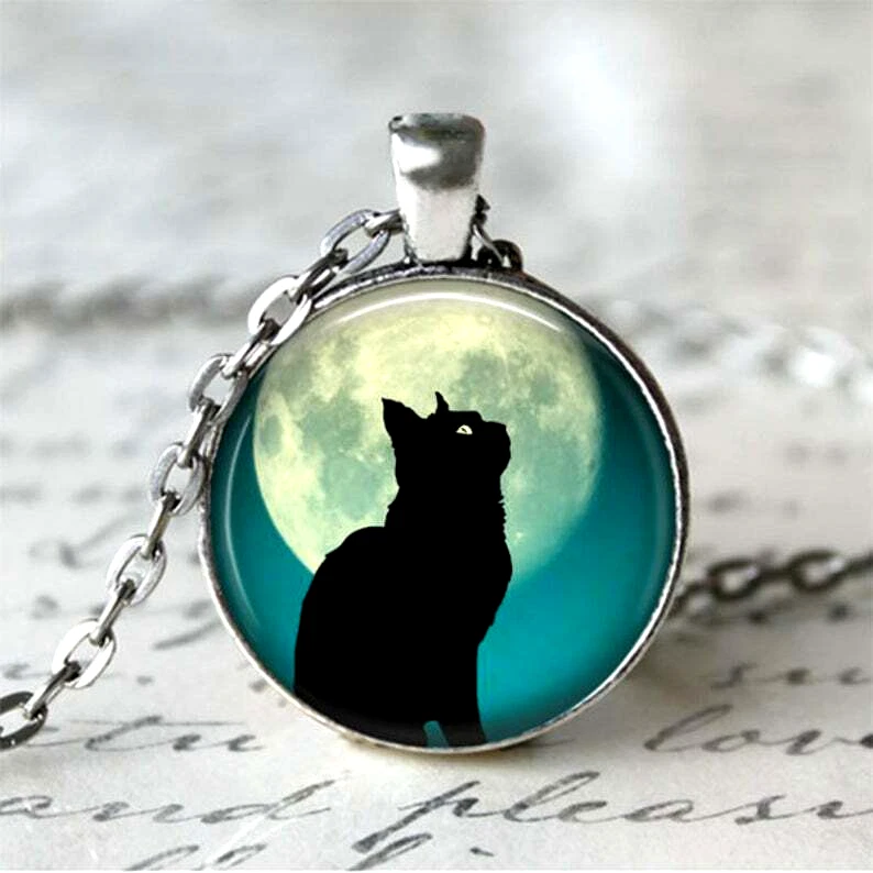 Cat moon pendant cheap