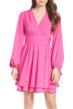  Eliza J Fuschia Tie Sleeve Fit & Flare Dress   Sz 10   $148     *283 