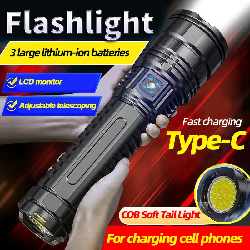 1000000LM Super Bright LED Flashlight White Laser Zoom