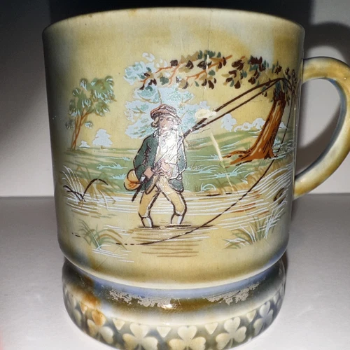 Wade Irish Porcelain Mug Cup  Shamrock Clover Detail Blue Green Glaze Ireland