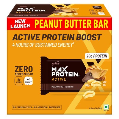 RiteBite Max Protein Active Peanut Butter Protein Bars with 20g Protein, 5g Fibe