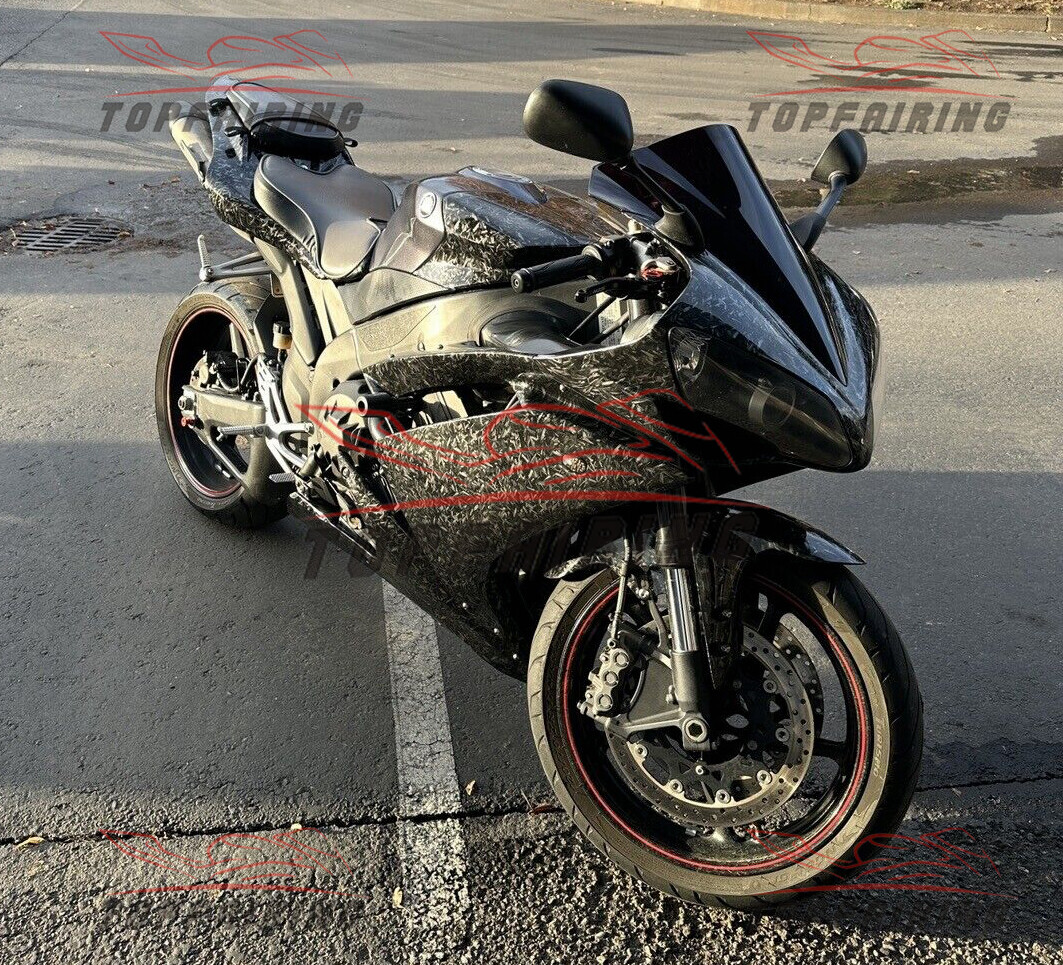 Yamaha YZF R1 2007-2008 3D Harz-Aufkleber-Set – Carbon-Look Mit Weißem Finish – Handmade In Italy