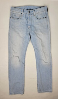G Star Raw 3301 Straight Jeans Mens 30 x Button Fly Light
