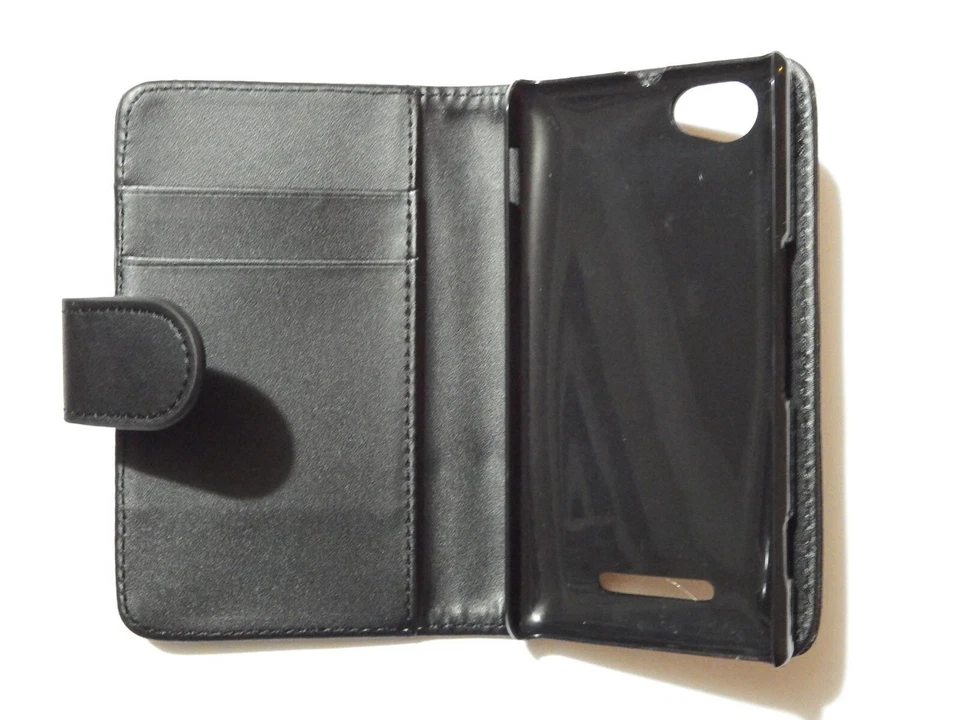 Sony Xperia M C1904 Cuero Billetera Estuche Cubierta Magnético + Lápiz Lápiz + Protector Negro Foto 2 de 4