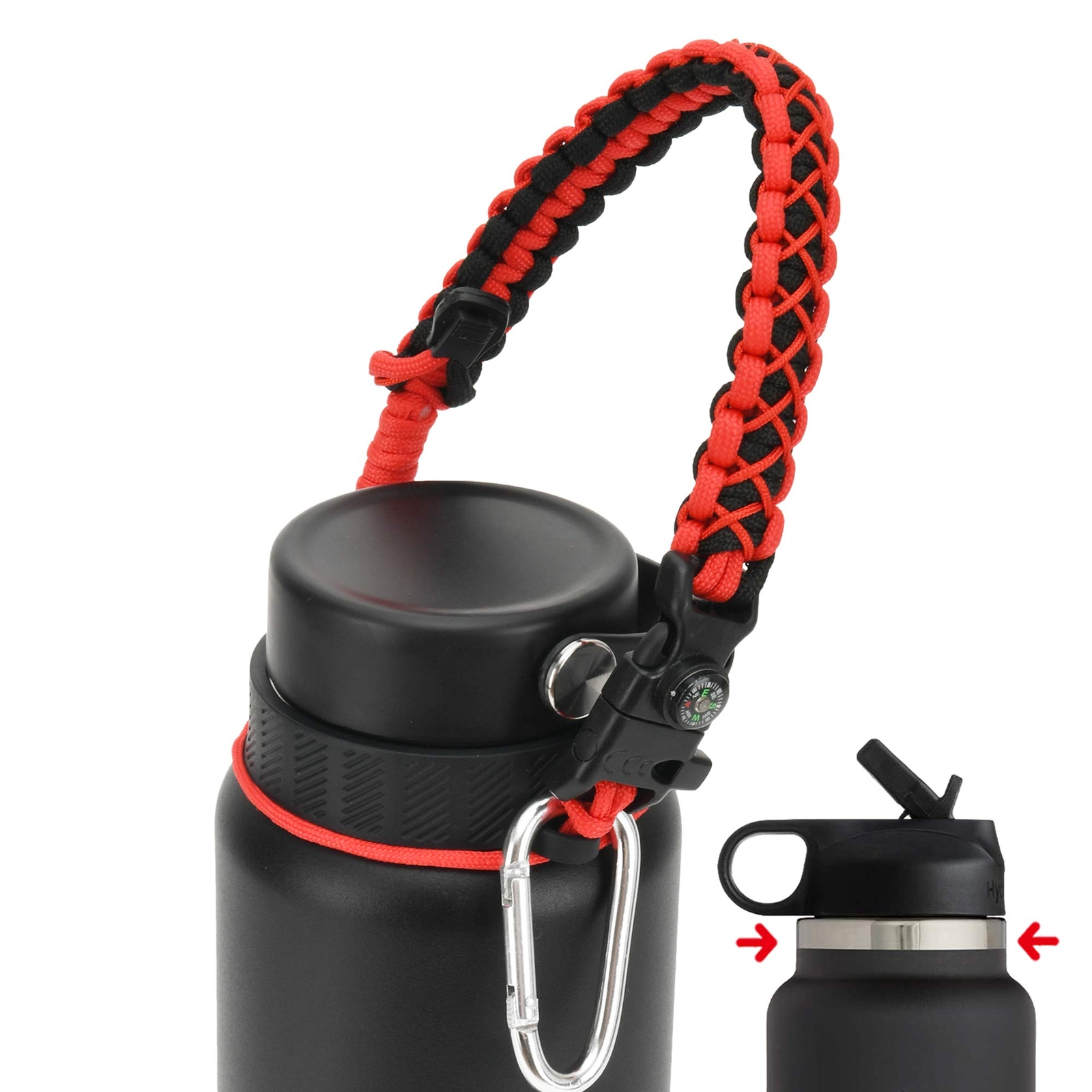 Paracord Handle Compatible with Hydro Flask 2.0 Wide Mouth Water Bottle Carri...