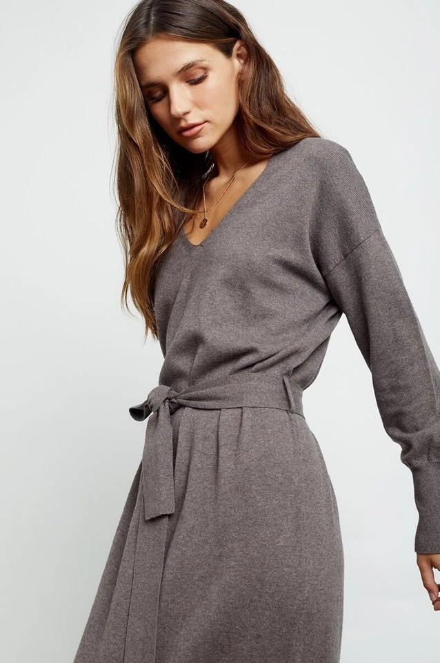 Vestido Suéter RAILS Talla Pequeña Margot Marrón Latte Tejido Algodón Cachemira Midi Usado en Excelente Condición Foto 2 de 4