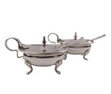 Elegantes Set 2 Salzschalen Salieren 800er Silber Florenz Italien ca. 1950