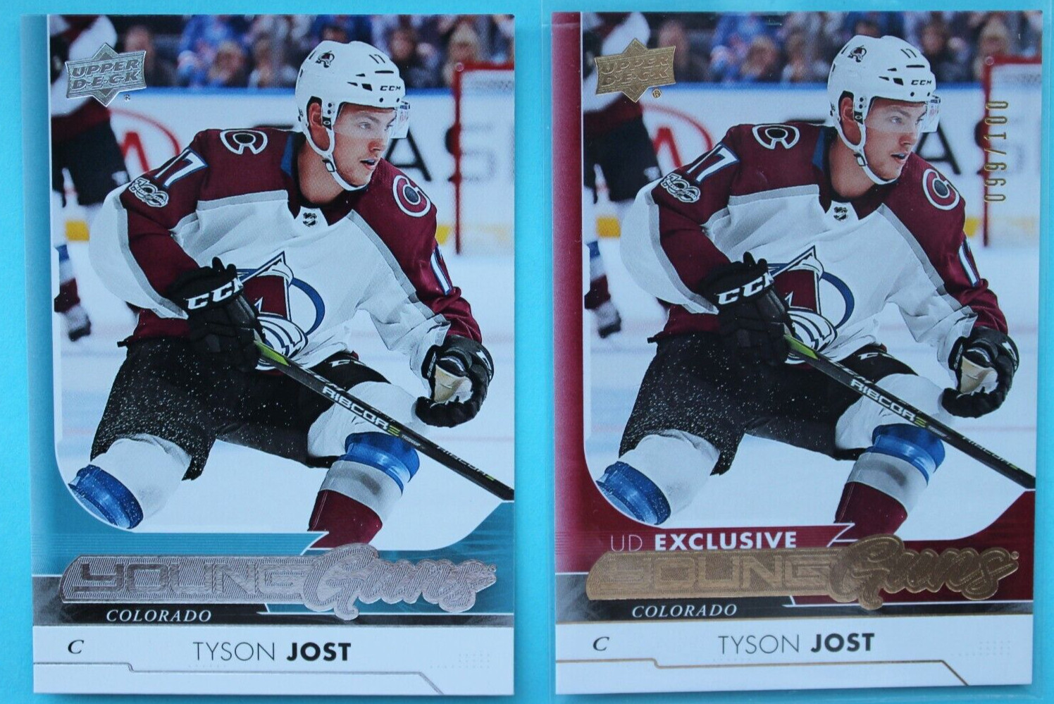 2017-18 Upper Deck Young Guns Exclusives Rookie Cards + /100 Tyson Jost #246