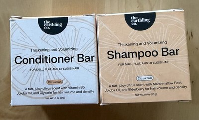 The Earthling Co Citrus Sun Shampoo & Conditioner Bar Set Volumizing Vegan New