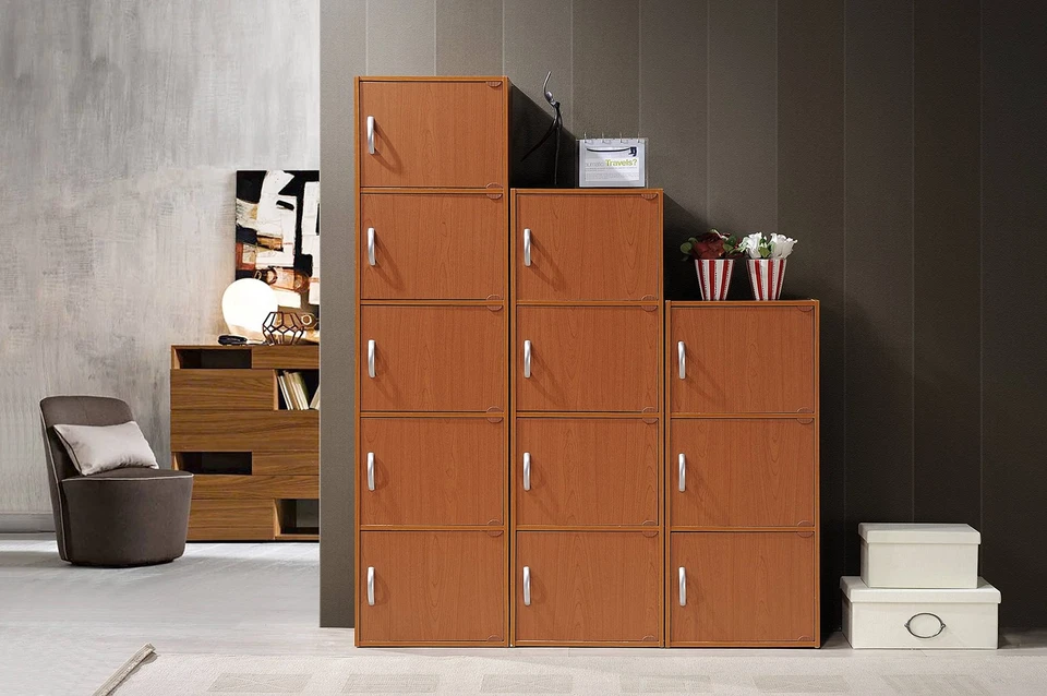 Librería de 3 estantes y 3 puertas en cereza Foto 3 de 4