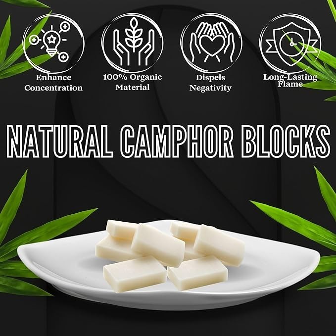 56g Natural Camphor Tablets – Soul Sticks Camphor Blocks (Pack of 12)