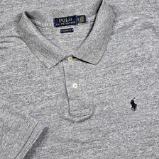 Ralph Lauren Polo Shirt XL Heather Gray Short Sleeve Men Pique Black Pony