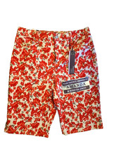 NWT Gloria Vanderbilt Size 4p Floral Amanda Stretch Denim Bermuda Shorts