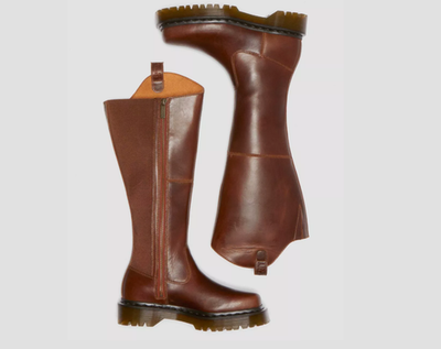 Butterscotch ~ DR. MARTENS AMAAYAH KNEE HIGH LEATHER BOOTS MSRP