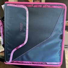 Mead 3" Five Star Trapper Keeper 3 Ring Binder BLUE W/ Pink Trim Shoulder Strap