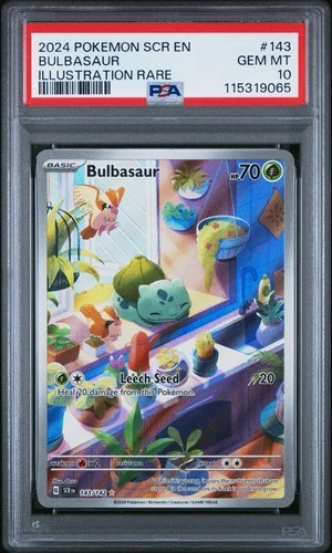 Pokemon TCG Bulbasaur Stellar Crown Illustration Rare Card 143/142 PSA 10 Gem