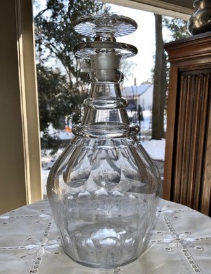 PITTSBURGH FLINT GLASS 3 RING DECANTER C.1810-1825 BAKEWELL PAGE & BAKEWELL