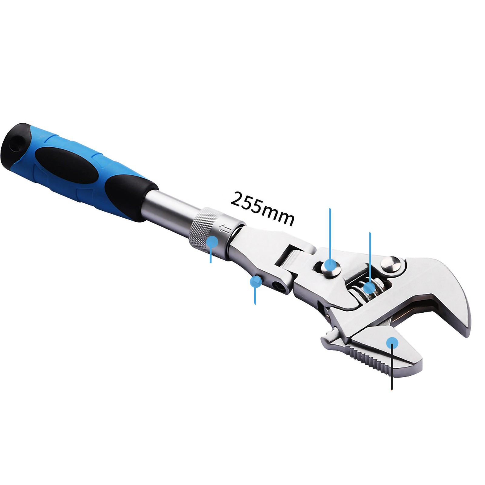 10in Adjustable Wrench 180° Rotating Flexible Head Multifunctional Wrench For Ho