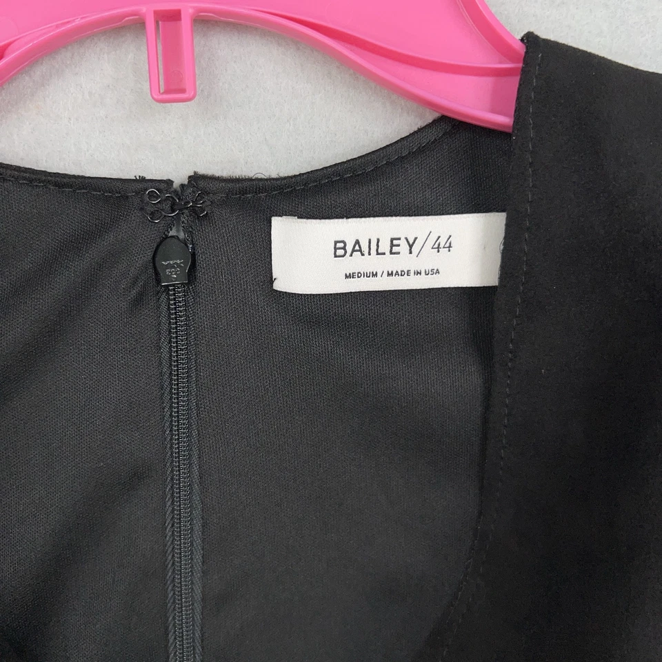 Bailey 44 Dress Womens Medium Black Faux Suede Sleeveless Ruffle Edgy Romantic - Image 4 of 4