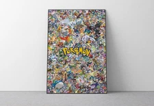 Pokémon Poster – Pikachu Collage Wall Art, Anime Home Decor