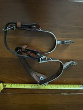 Vntg Engraved Silver-Tone not tested Matching Pair Horse Spurs Cat Spring Spur