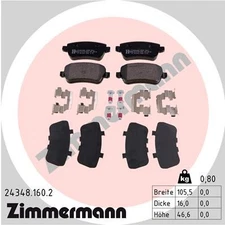 Rear axle Zimmermann 24348.160.2 brake pad set, disc brake for Fiat