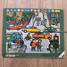 Puzzles (4) für Kinder, Vintage: Straßenverkehr, Polizei, Baustelle, Feuerwehr
