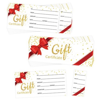 YHNTGB 135pcs Blank Gift Certificates Cards for Business Spa Inches, golden 