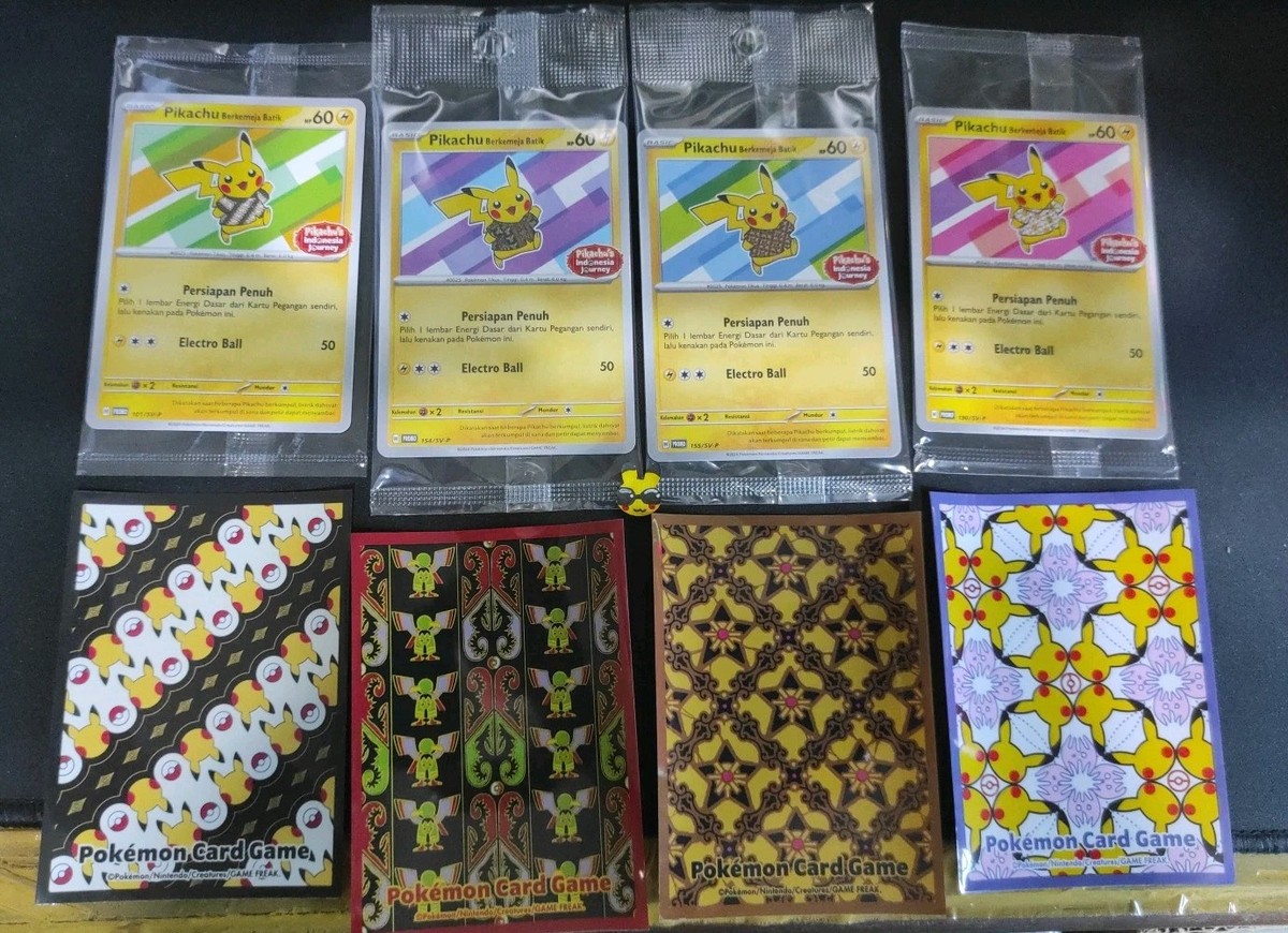 Pokemon 4x Pikachu Batik Set sleeves 101 154 155 190 /SV-P Promo
