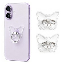 2PcsTransparent Phone Ring Holder Grip, Clear Butterfly Cell 2Pcs