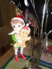 The Christmas Shoppe Elf with Gingerbread Ornament Christmas Ornament 4.6" NWT