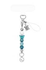 Turquoise Butterfly  Turtle Phone Charm   Beaded Wrist Strap / Phone Accessory