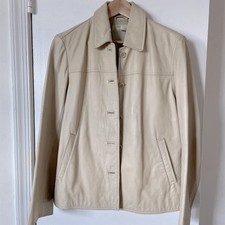 Vintage J Crew Leather Jacket, Women  s medium, M, Beige