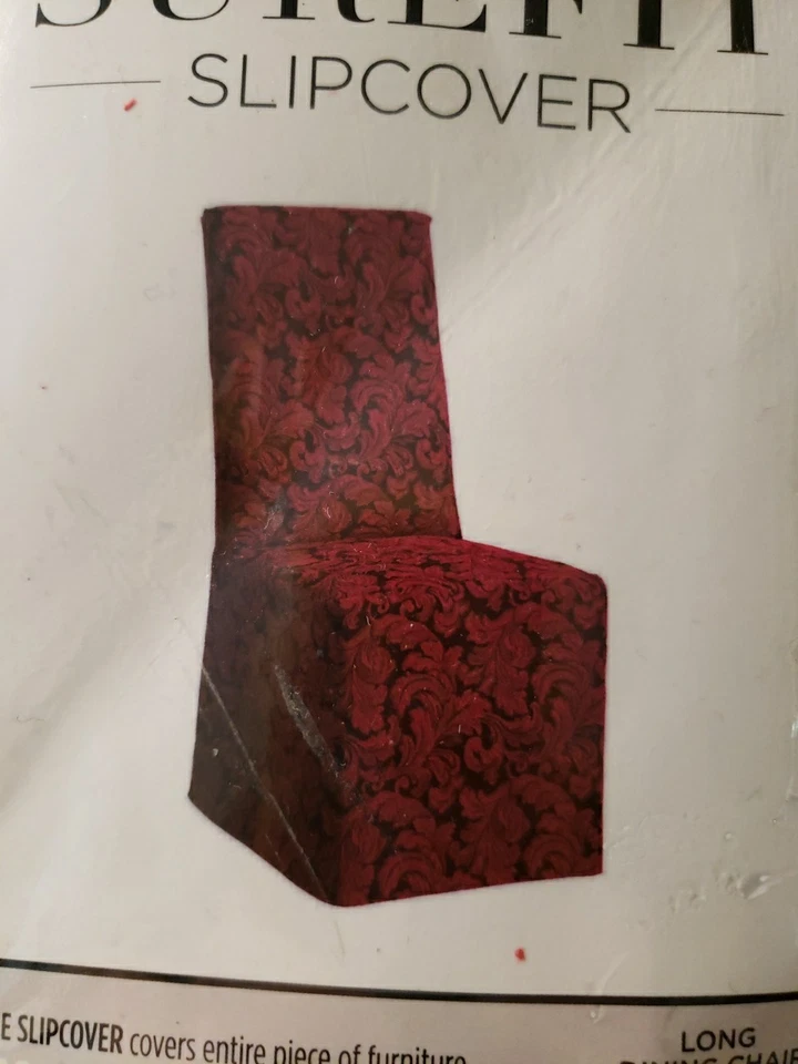 Sure Fit Duck Claret Armless Dining Chair Slipcover Burgundy Up To 42" Tall  - Image 2 of 4