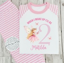 When i wake up girls Fairy  birthday Pyjamas personalised childrens pjs Princess