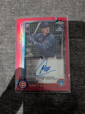 2025 Topps Pro Debut #PDC-43 Cole Mathis Chrome Autographs Red Refractors #/5