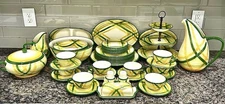 Metlox Poppytrail Vernon Gingham Green Dinnerware/Dinner Set & Serving 47Pcs VTG