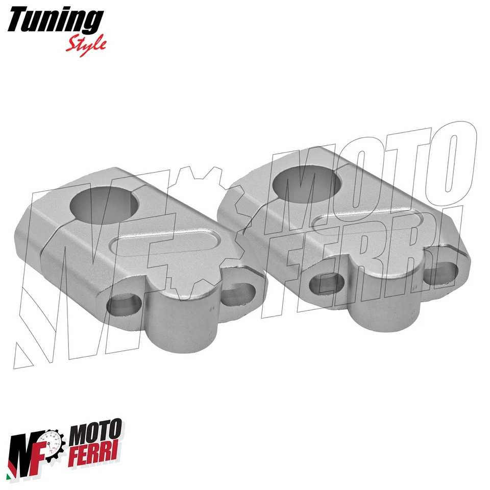 MF3444 Kit Riser 40mm Rialzo Manubrio 22mm Argento Alluminio CNC Universale Moto - Immagine 4 di 4