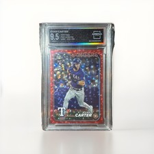 Topps 2024 #280 Evan Carter Red Crackle Foil RC 015/199 Arena Club 9.5