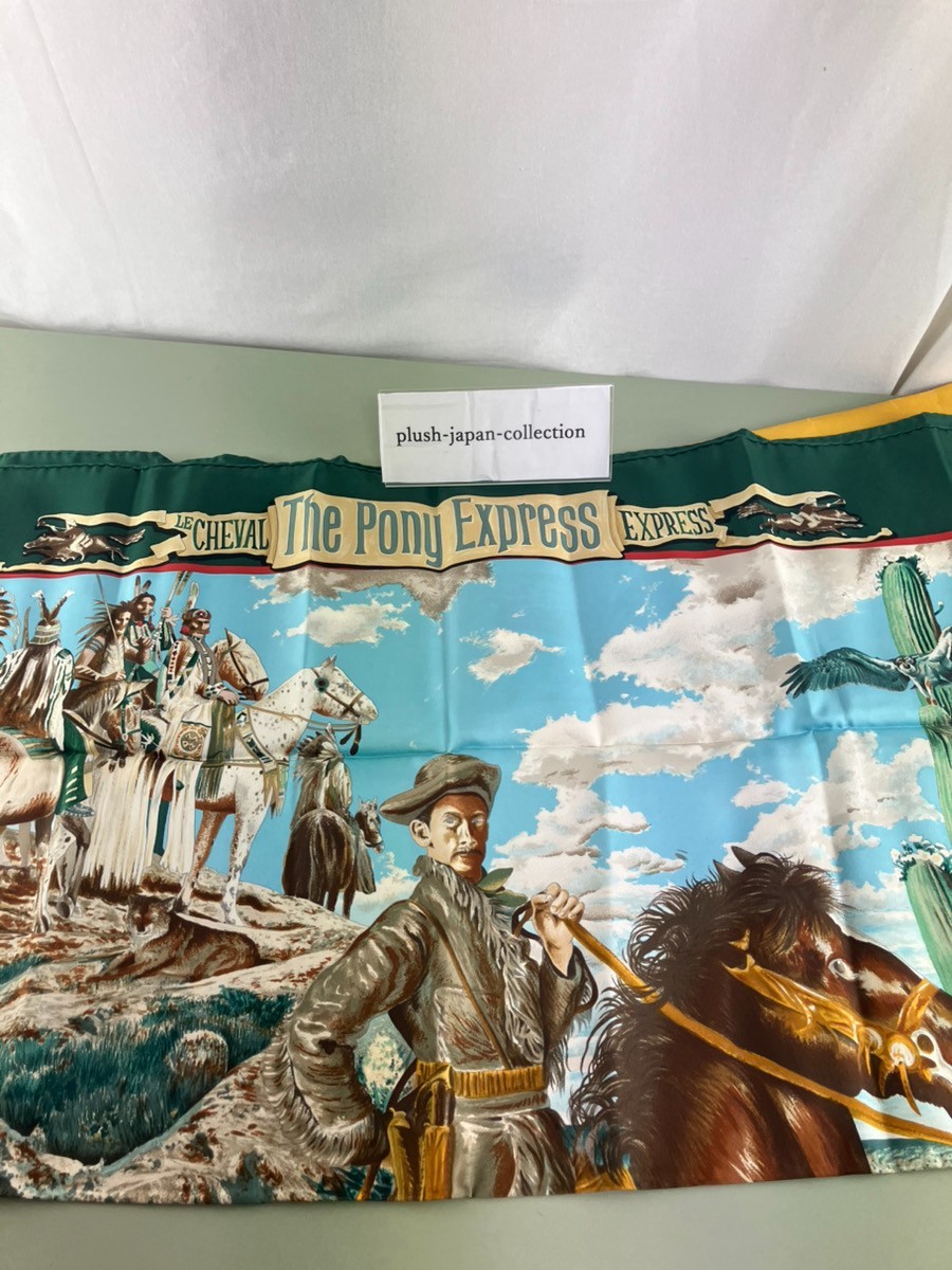 Hermes Scarf Carre 90（The Pony Express ）Dark green/by