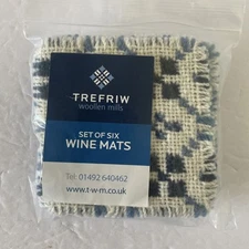 Trefriw Woollen Mills Blue Set of Six Wine Mats Coasters