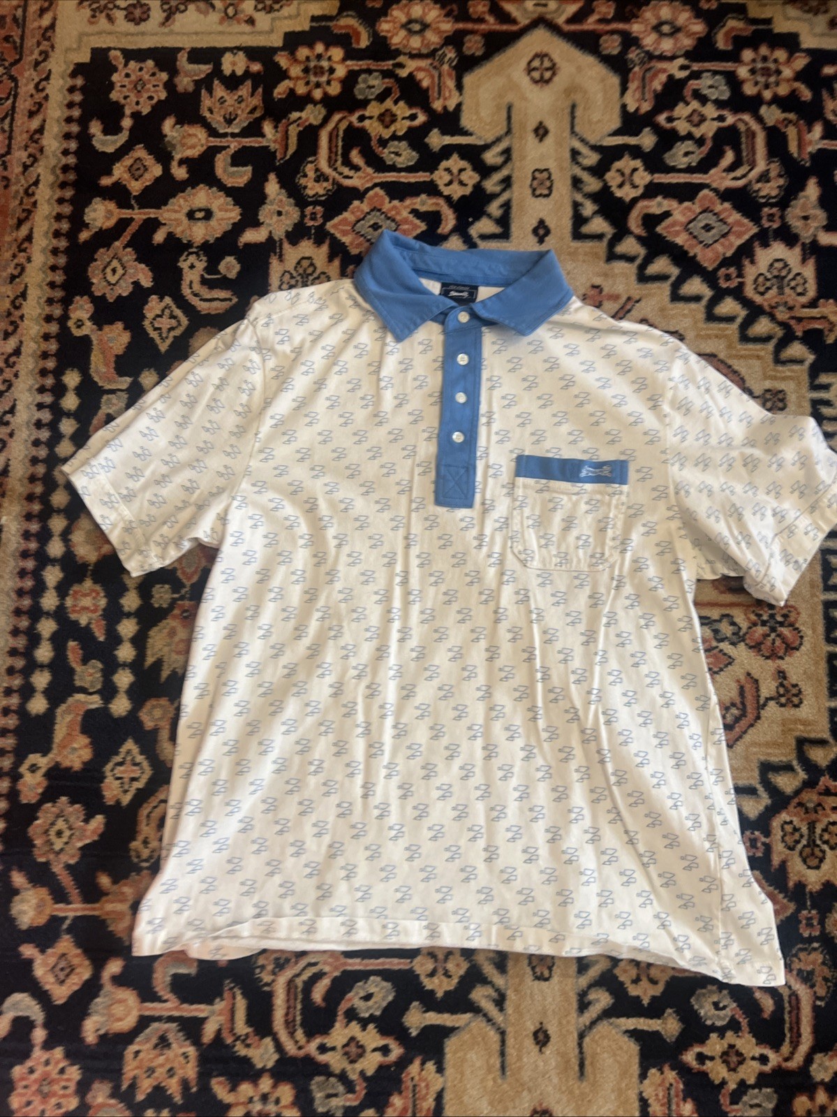 Le Tigre Vintage Polo Shirt Golf Size Medium Blue Short Sleeve 100% Cotton